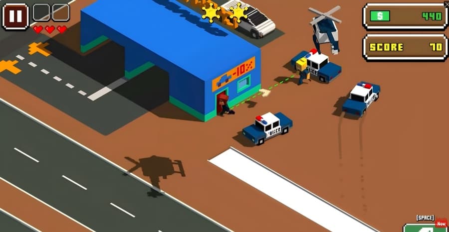 Escape Road 2 hero banner showing a high speed police chase through city streets